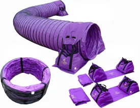 15' Heavy Duty Dog Agility Tunnel with 2 Sets of Tiedown System, Competition & Training, (Purple), The Best for Dogs Under 30lbs, (Purple)