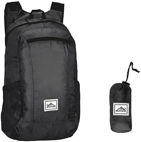 20L Ultra Lightweight Foldable Backpack Small Hiking Rucksack Ultralight Water Resistant Travel Packable Daypack for Men Women for Outdoor Sport Travelling Walking Hiking Camping Biking (Black B)