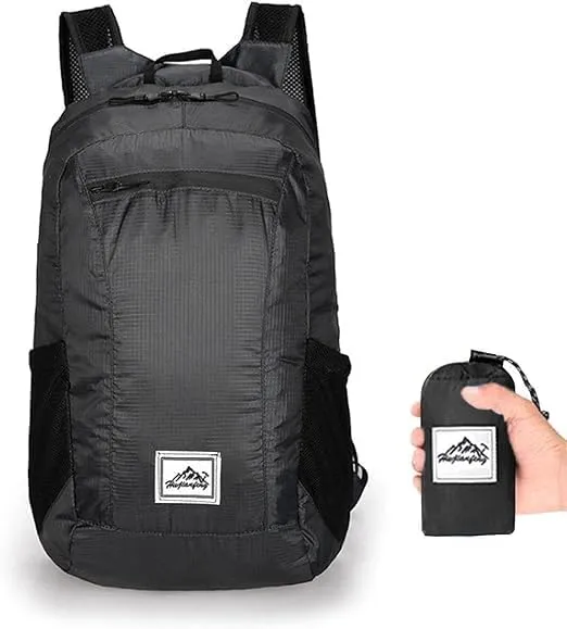 20L Ultra Lightweight Foldable Backpack Small Hiking Rucksack Ultralight Water Resistant Travel Packable Daypack for Men Women for Outdoor Sport Travelling Walking Hiking Camping Biking (Black B)