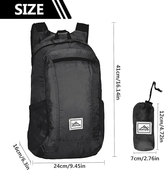 20L Ultra Lightweight Foldable Backpack Small Hiking Rucksack Ultralight Water Resistant Travel Packable Daypack for Men Women for Outdoor Sport Travelling Walking Hiking Camping Biking (Black B)
