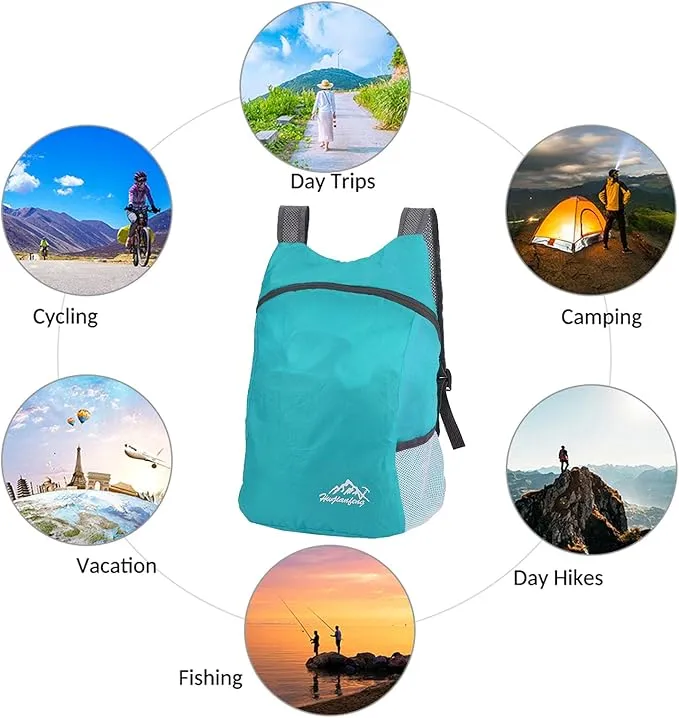 20L Ultra Lightweight Foldable Backpack Small Hiking Rucksack Ultralight Water Resistant Travel Packable Daypack for Men Women for Outdoor Sport Travelling Walking Hiking Camping Biking (Blue A)