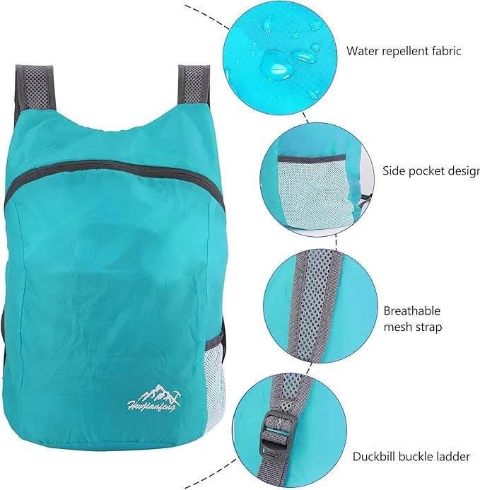 20L Ultra Lightweight Foldable Backpack Small Hiking Rucksack Ultralight Water Resistant Travel Packable Daypack for Men Women for Outdoor Sport Travelling Walking Hiking Camping Biking (Blue A)