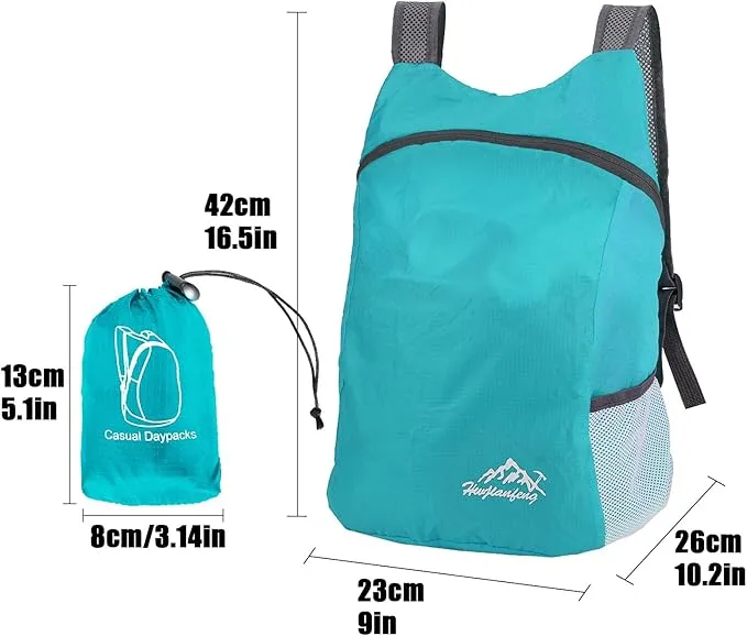 20L Ultra Lightweight Foldable Backpack Small Hiking Rucksack Ultralight Water Resistant Travel Packable Daypack for Men Women for Outdoor Sport Travelling Walking Hiking Camping Biking (Blue A)