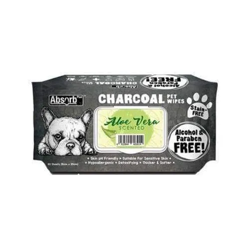[3 FOR $15] Absorb Plus Charcoal Pet Wipes 80pcs (Aloe Vera)