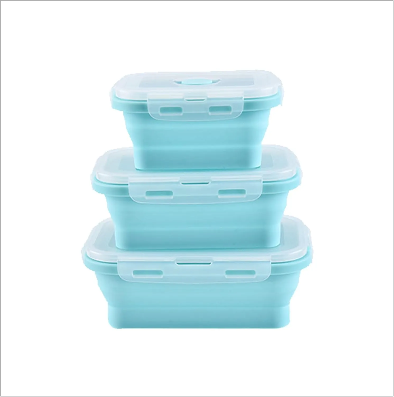 3PCS Collapsible Bowl Sets, Portable Silicone Collapsible Bowls for Camping, Camping Dishes with Lids for for Microwave, Dishwasher, Freezer, Camping Bowls for Travel and Picnic(Blue)