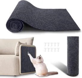 78.7"x15.8" Cat Scratch Furniture Protector - Trimmable Self Adhesive DIY Climbing Cat Scratching Mat Replacement for Cat Tree Shelves and Post Cat Scratcher Pad