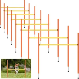 8 Set Dog Agility Bar Jump Adjustable Dog Agility Hurdle Training Equipment Portable Jumper Hurdle Park Indoor Outdoor Exercise Tool(Orange and Yellow)