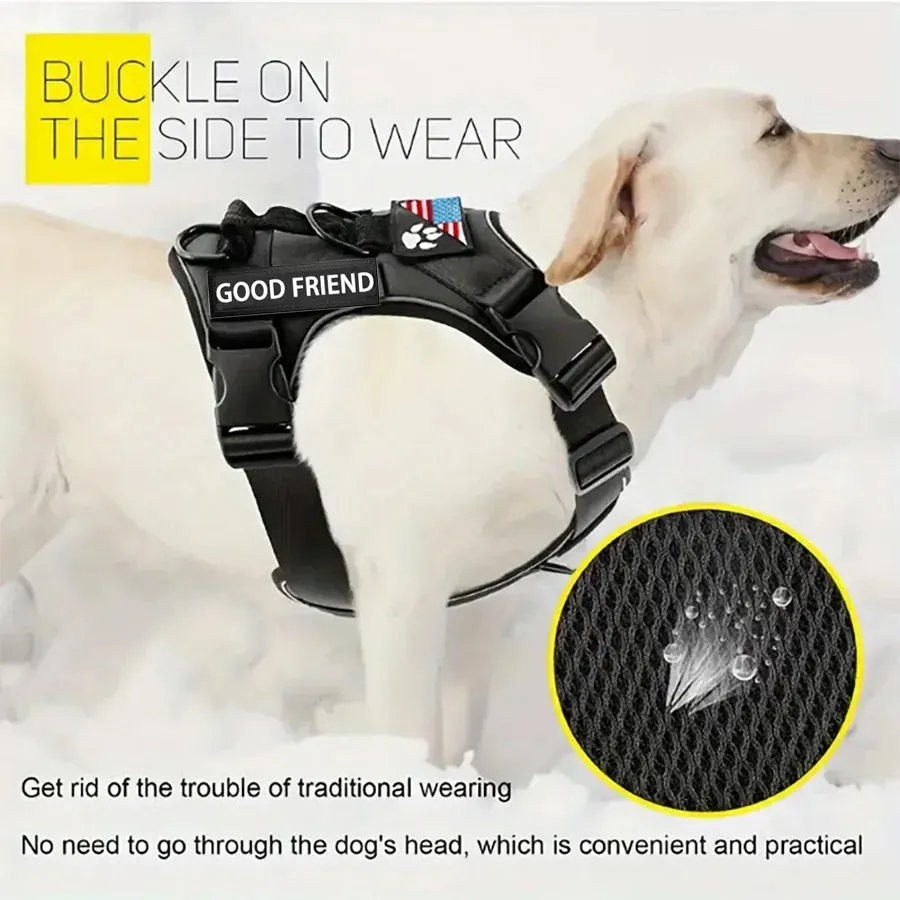 Adjustable Soft Reflective Dog Vest Harness With 5PCS Patche