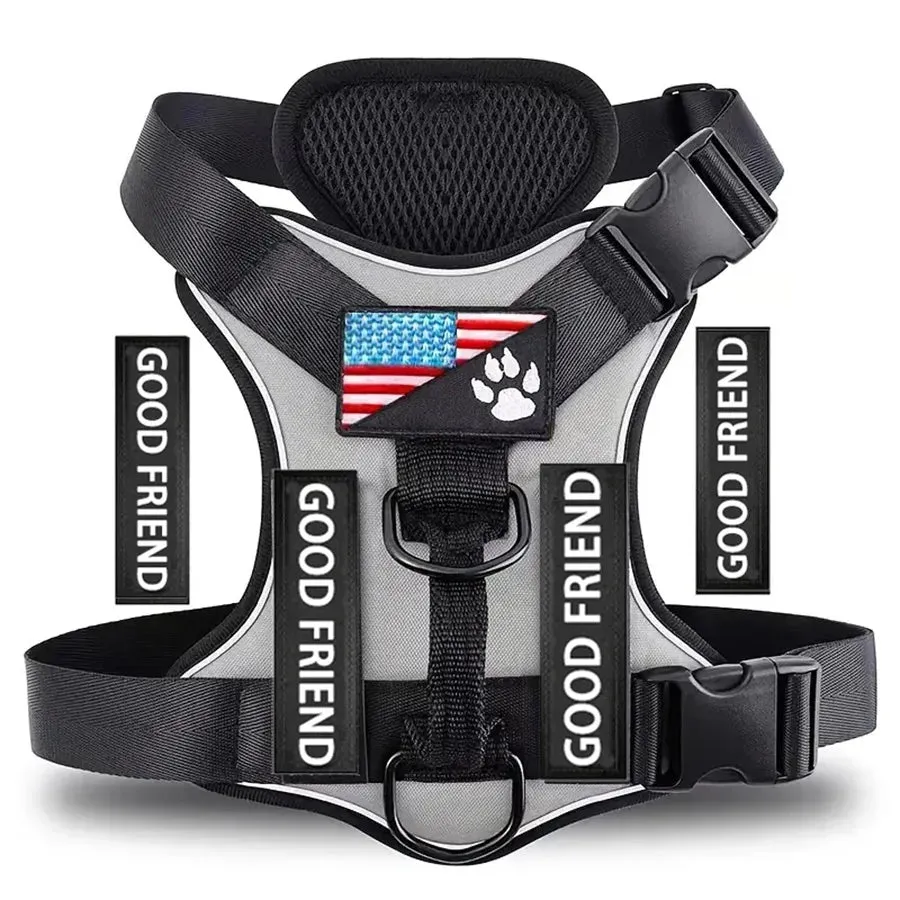 Adjustable Soft Reflective Dog Vest Harness With 5PCS Patche