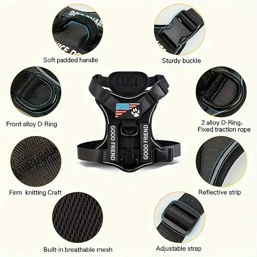 Adjustable Soft Reflective Dog Vest Harness With 5PCS Patche