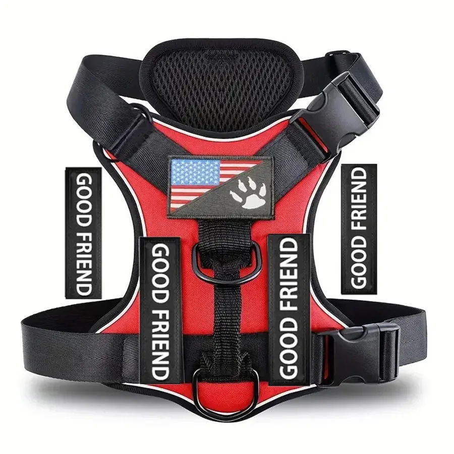 Adjustable Soft Reflective Dog Vest Harness With 5PCS Patche