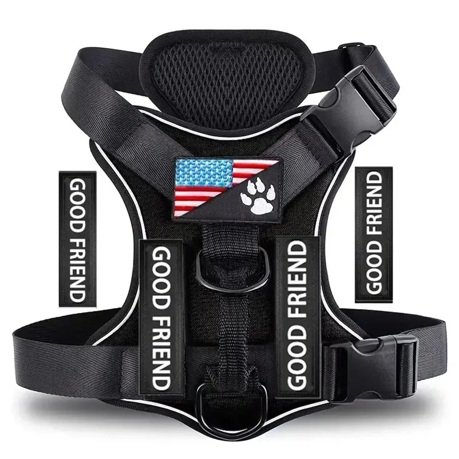 Adjustable Soft Reflective Dog Vest Harness With 5PCS Patche