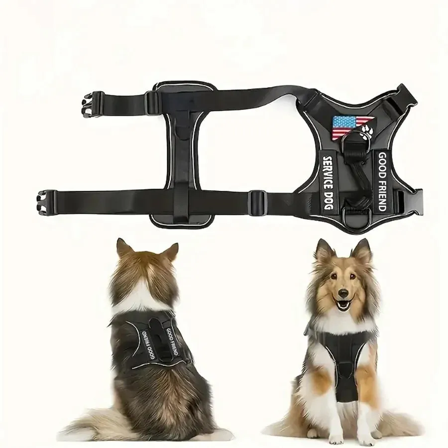 Adjustable Soft Reflective Dog Vest Harness With 5PCS Patche