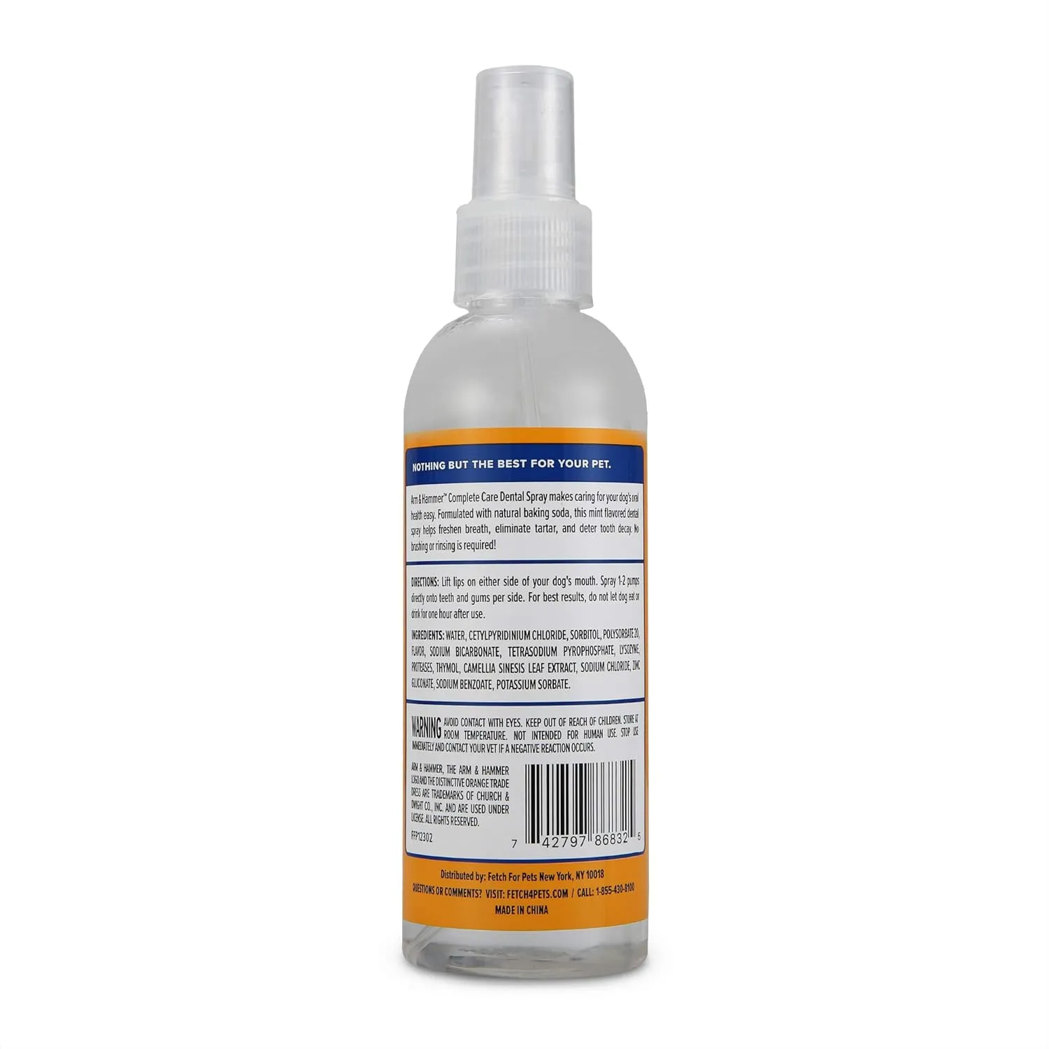 Arm & Hammer Complete Care Dog Dental Spray, 6 Fl Oz | Mint Flavor Dog Dental Spray for Easy Brushless Cleaning | Baking Soda Enhanced Formula for Fresh Breath and Tartar Control