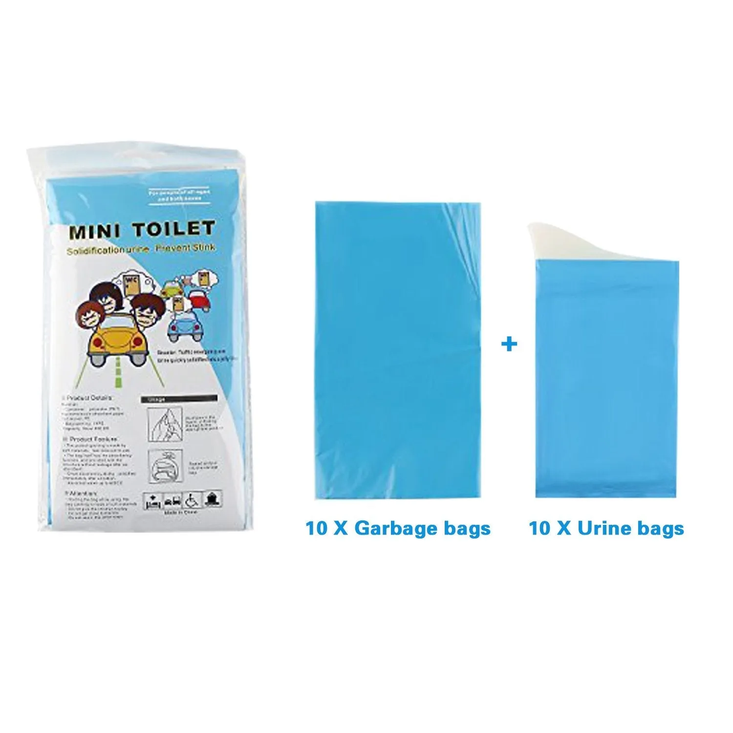AWOKEN Disposable Urine Bags, Portable Pee Bags for Camping Travel Urinal Toilet Traffic Jam Emergency Urine, Car Sick Bags for Adults, 10pcs