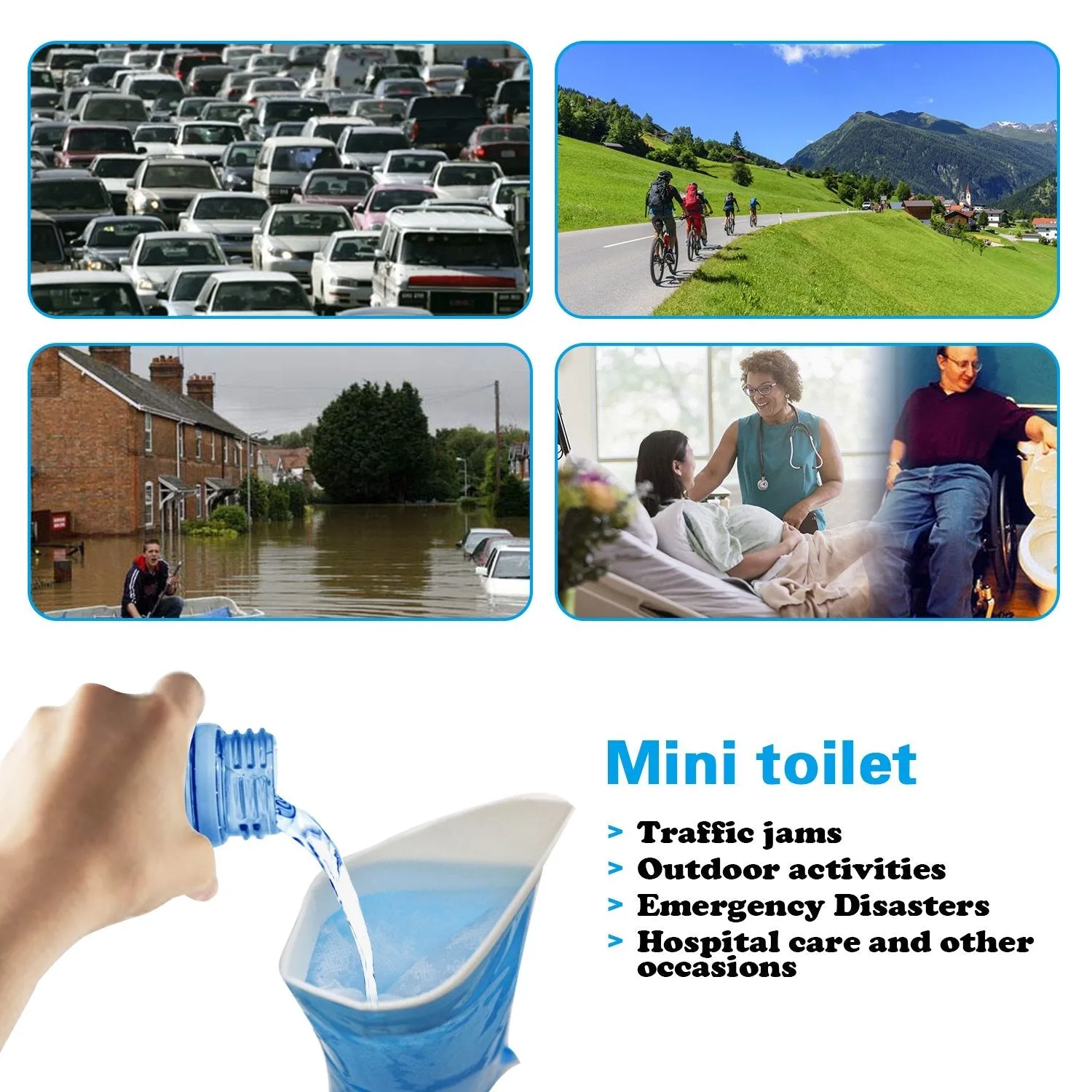 AWOKEN Disposable Urine Bags, Portable Pee Bags for Camping Travel Urinal Toilet Traffic Jam Emergency Urine, Car Sick Bags for Adults, 10pcs