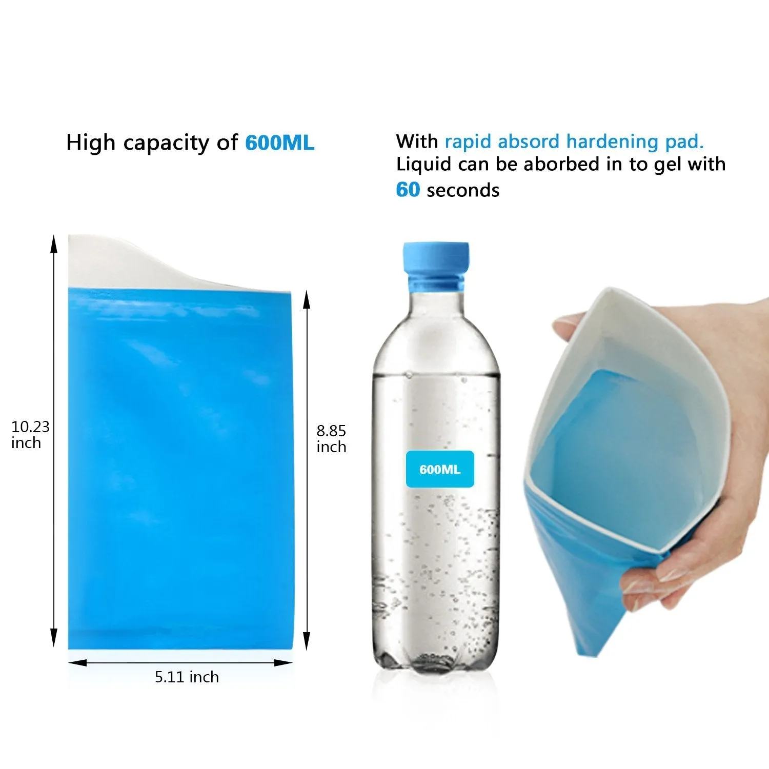 AWOKEN Disposable Urine Bags, Portable Pee Bags for Camping Travel Urinal Toilet Traffic Jam Emergency Urine, Car Sick Bags for Adults, 10pcs