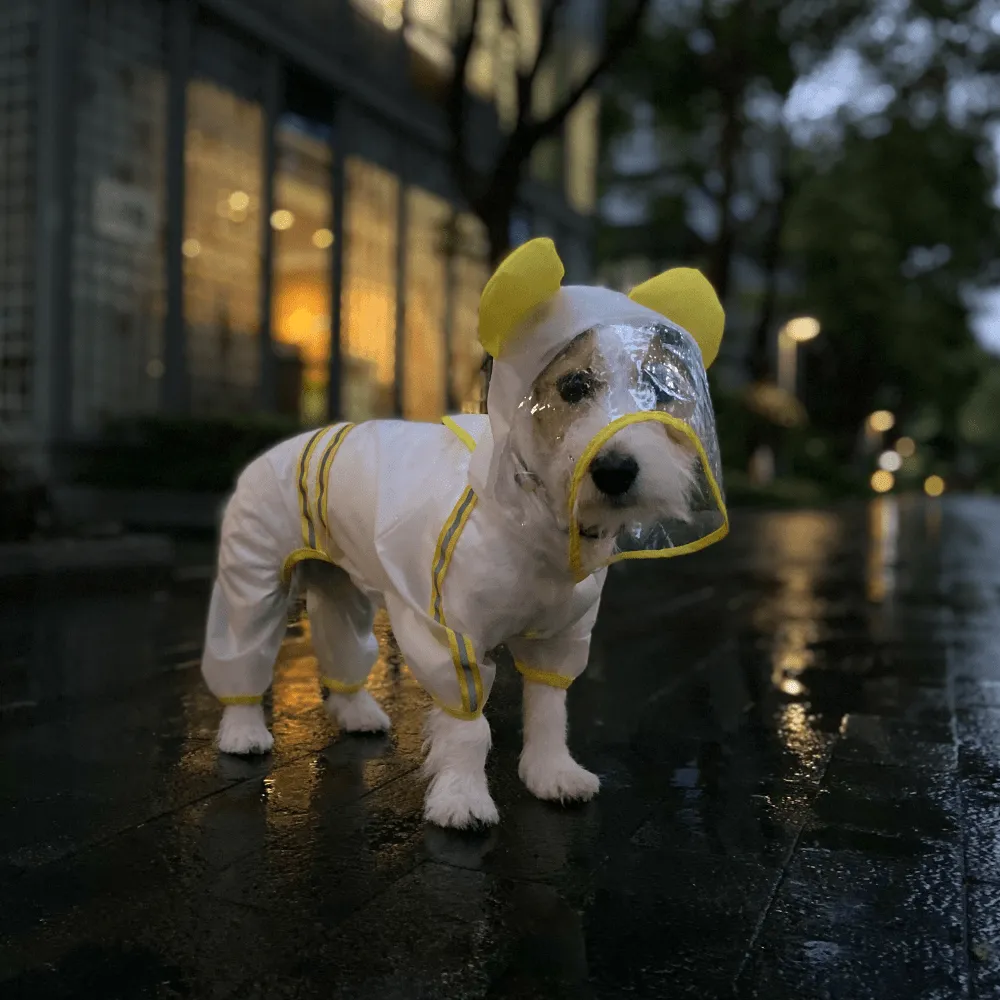 Barkbutler x Fofos Four Leg Yellow Raincoat for Dogs (Button Up Style)
