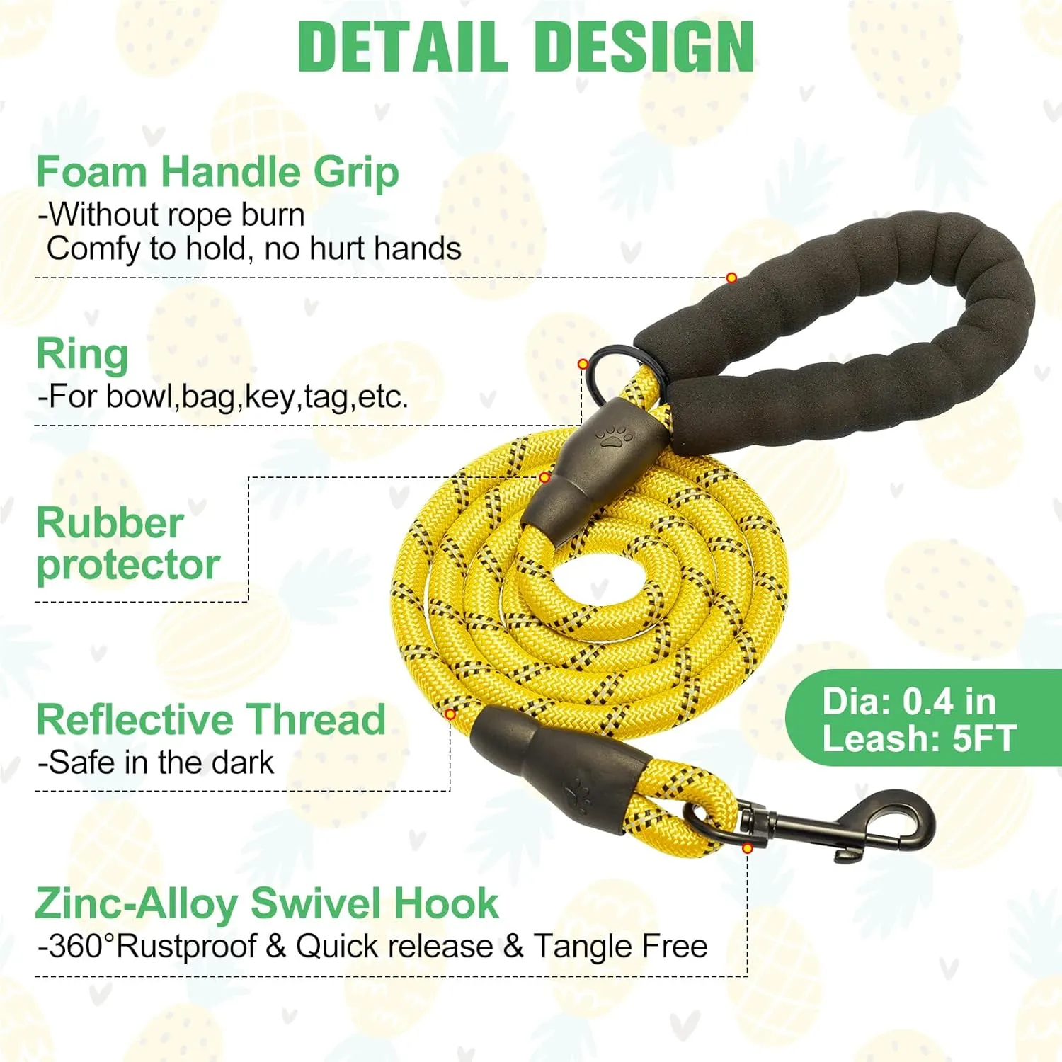 BEAUTYZOO Step in Dog Harness and Leash Set,Reflective Dog Harness No Pull No Choke Puppy Harness for Small Medium Large Dogs Cats,Soft Padded Mesh Vest Harnesses for Girl and Boy Pets, Pineapple S