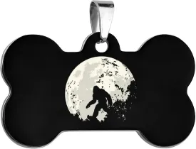 Bigfoot Moon Sasquatch Dog Tags for Pets Personalized Cute Dog Name ID Tags Stainless Steel Dog Collar Tag