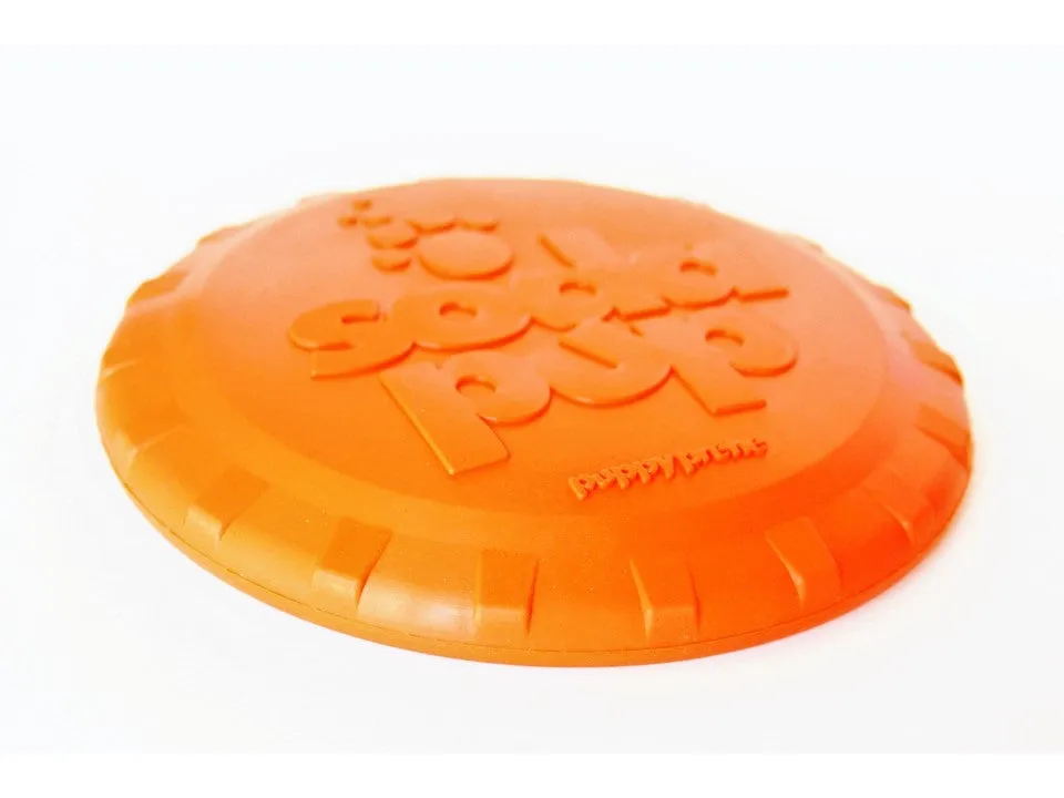 Bottle Top Flyer Durable Rubber Retrieving Frisbee - Orange From SodaPup