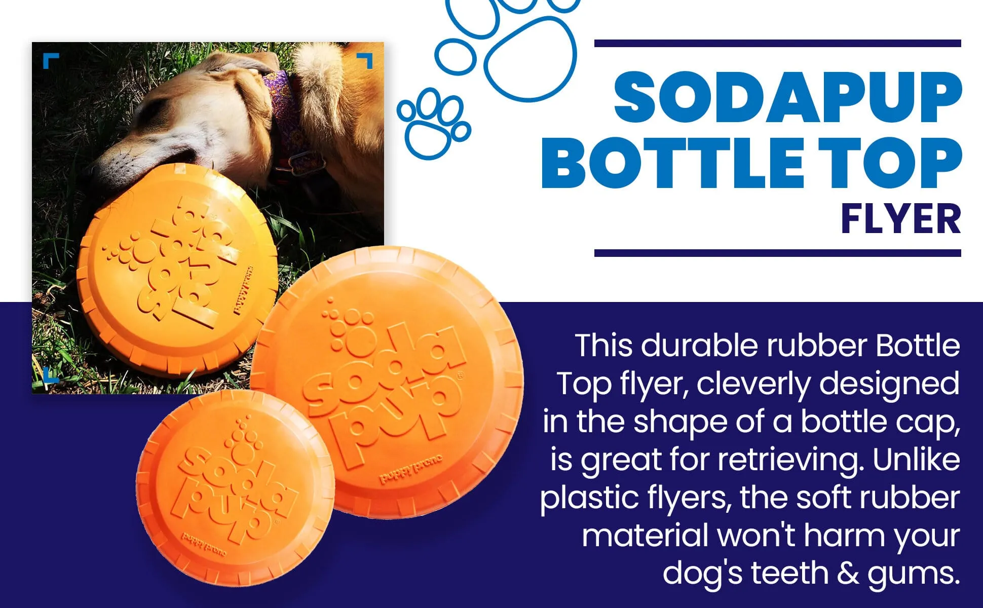Bottle Top Flyer Durable Rubber Retrieving Frisbee - Orange From SodaPup