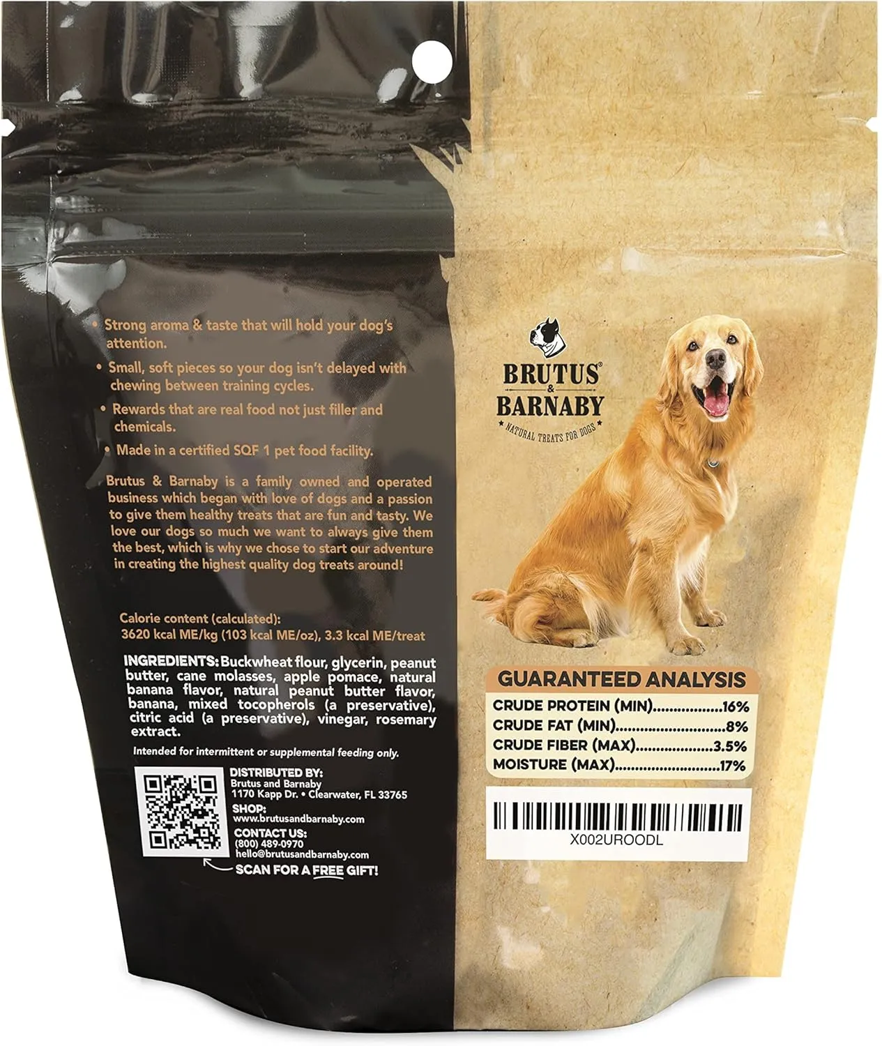 BRUTUS & BARNABY Training Treats for Dogs - Peanut Butter & Banana - All-Natural Healthy Low Calorie Vegan Dog Training Treats - Great to Use for Rewards in Training Your Puppy Or Dog