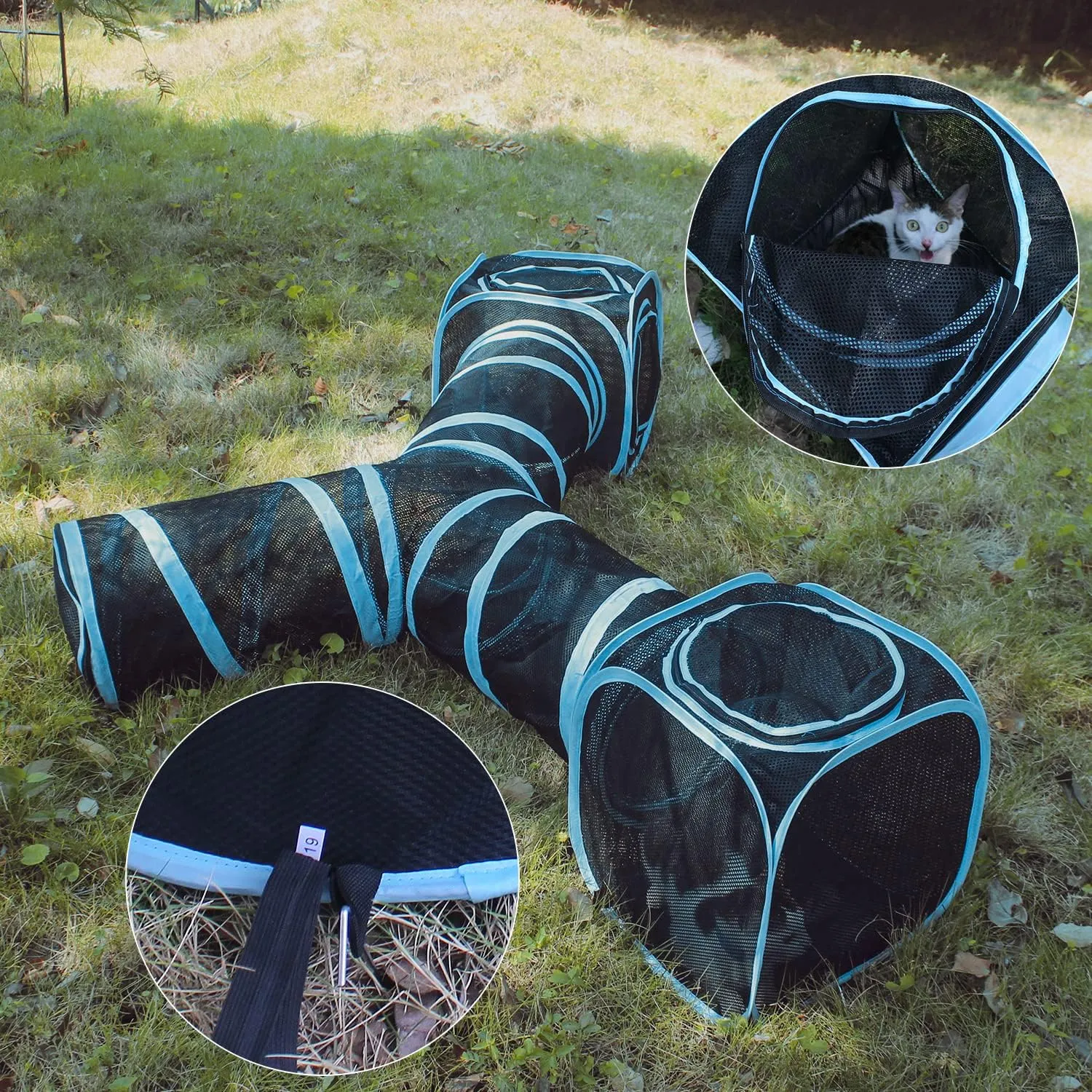 Cat Furniture Tent for Indoor and Outdoor Playpen Portable Cat Tunnels, Outdoor Kennel (2 Cube   3-Way Tunnel)