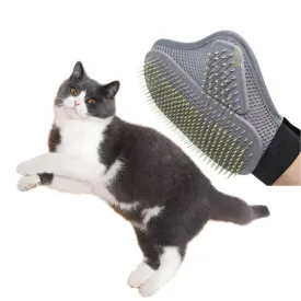 Cat Grooming Deshedding Glove Hair Remover Brush Stainless Steel Pins Coated With Silicone