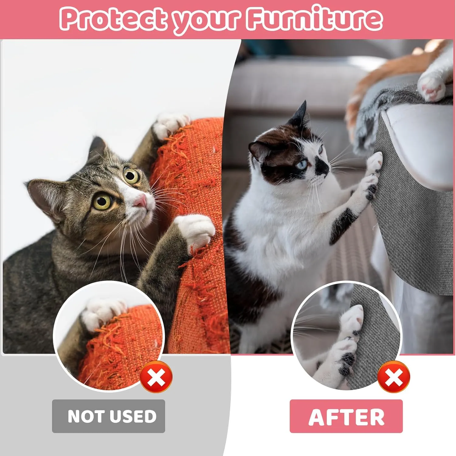 Cat Scratching Mat Self-Adhesive, 118"x15.8" Trimmable Cat Scratch Furniture Protector, Durable Cat Scratch Pad for Couches, Cat Trees, Walls, Easy to Install for Cat Owners