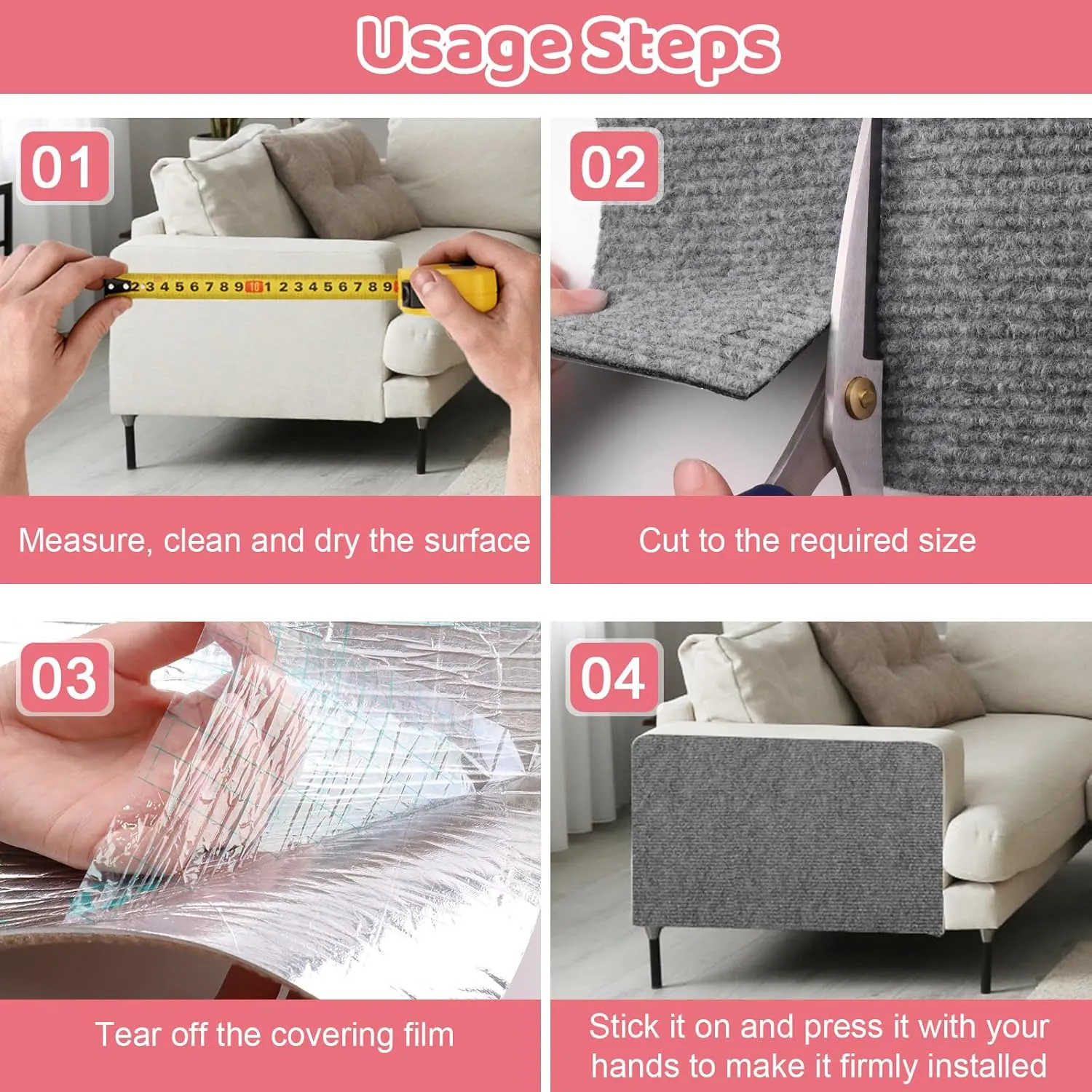 Cat Scratching Mat Self-Adhesive, 118"x15.8" Trimmable Cat Scratch Furniture Protector, Durable Cat Scratch Pad for Couches, Cat Trees, Walls, Easy to Install for Cat Owners