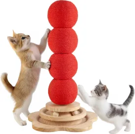 Cat Scratching Post,19.6" Tall Vertical Cat Scratch Post with Sisal Rope, Cute Scratching Ball for Indoor Cat and Kitten