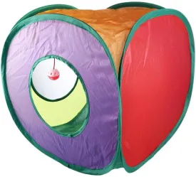 Cat Tunnel with Bell Ball Square Collapsible Cat Cube Toy for Cats Kittens Puppy Toys Pet Accessories