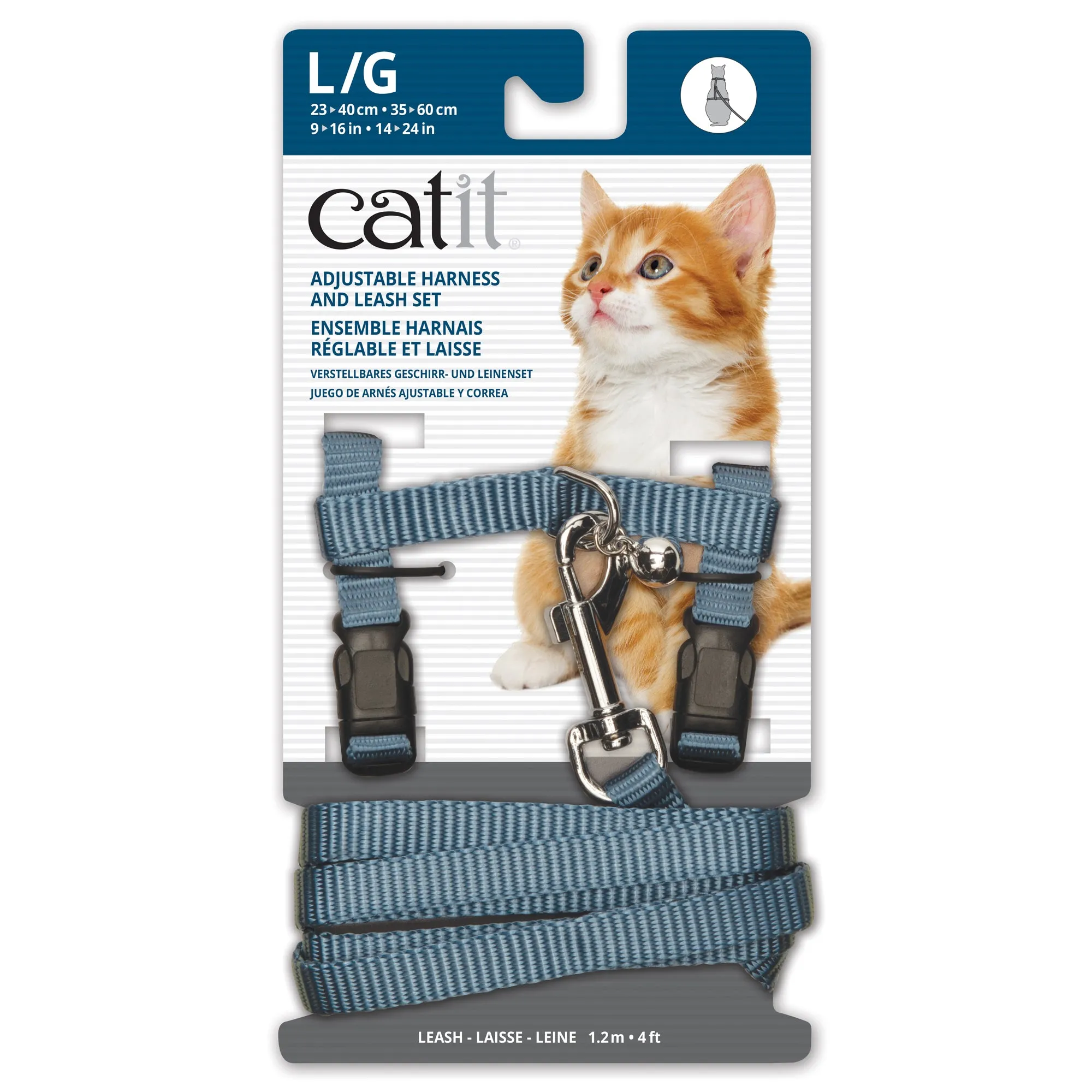 Catit Adjustable Nylon Harness & Leash Set - Light Blue - Large