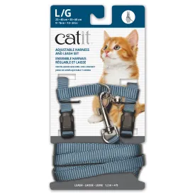 Catit Adjustable Nylon Harness & Leash Set - Light Blue - Large