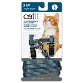 Catit Adjustable Nylon Harness & Leash Set - Light Blue - Small