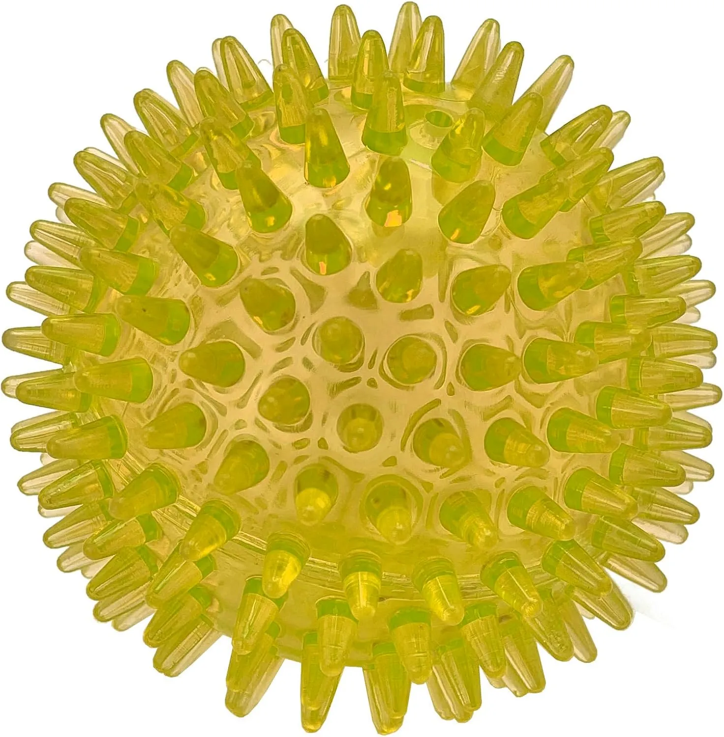 Cutie's PetBox Squeaky Rubber Spike Toy Ball for Medium, Large Dogs (3.5 Inch, Yellow)