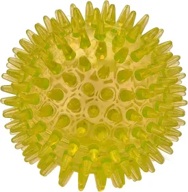 Cutie's PetBox Squeaky Rubber Spike Toy Ball for Medium, Large Dogs (3.5 Inch, Yellow)