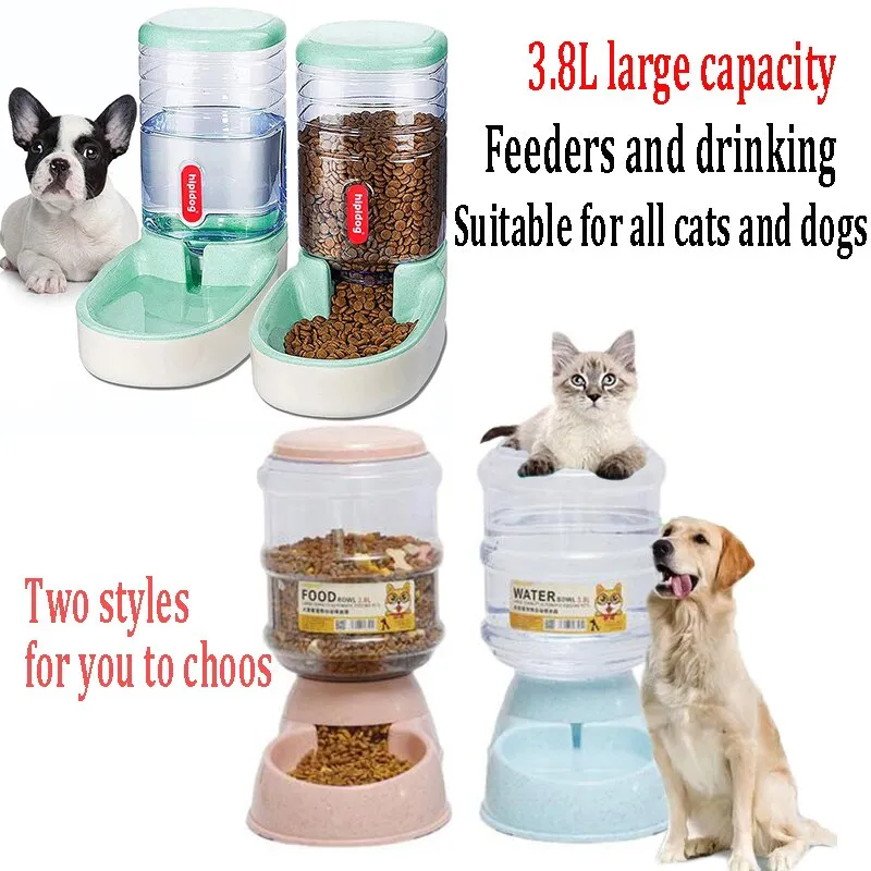 Dog Bowl Food Container Automatic Feeder & Water Dispenser