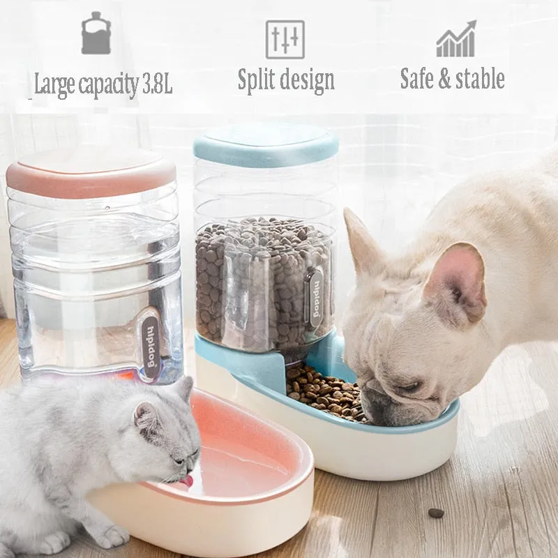 Dog Bowl Food Container Automatic Feeder & Water Dispenser
