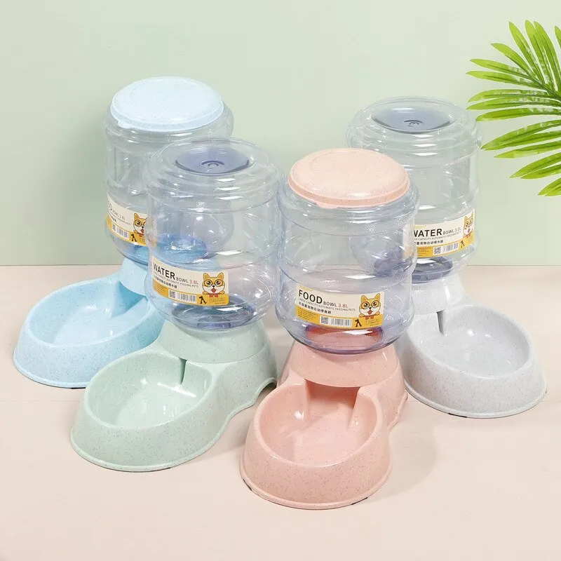 Dog Bowl Food Container Automatic Feeder & Water Dispenser