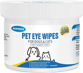 Dog Eye Wipes, Tear Stain Wipes for Dogs, Big & Thick Cat Eye Wipes for Dogs, Mild Ingredient,Texturized & Presoaked Pet Eye Cleaner Pad for Discharge Crust Booger,100 Ct,Unscented