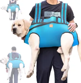 Dog Lift Harness Backpack Carrier for Large Dogs, Full Body Sling with Handle, Dog Harness for Joint Injuries, Arthritis, Ideal for Stairs, Elderly Dogs (Blue X-Large 33-50 LBS)