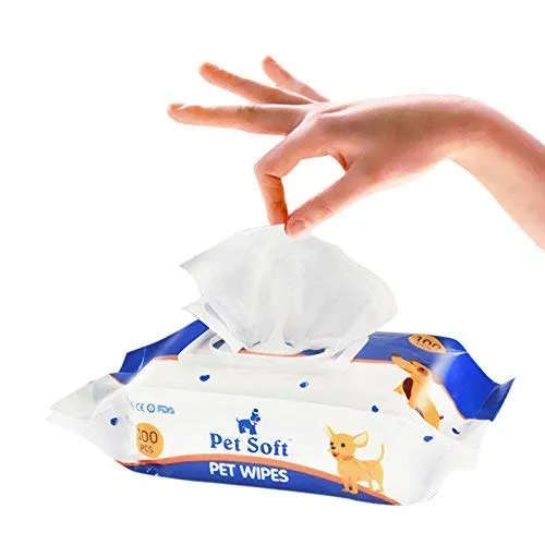 Dog Pet Wipes Extra Moist & Thick Grooming Wipes 100 Pcs Deodorizing and Hypoallergenic Fresh Wipes for Dogs & Cats