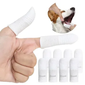 Dog Toothbrush Cat Toothbrushes-Two Fingers Toothbrushes for Dog Cats Teeth Cleaning, Washable&Comfortable&Durable, 1 Set for Two Fingers, Includes 4 Sets White