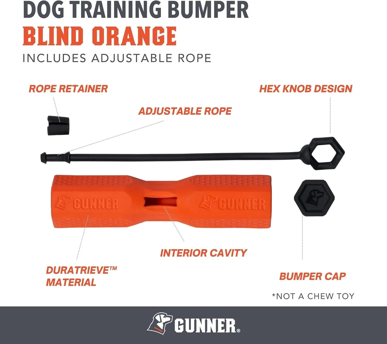 Dog Training Bumper - Retriever Training Dummy, Retrieving Dummies for Pets, Bumpers for Water Retrieving with Adjustable Rope, (Orange)