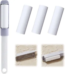 Double-Sided Lint Roller and Brush, Lint Rollers for Pet Hair Extra Sticky with Long Handle, Reusable Dog and Cat Lint Remover for Clothes, Furniture, Couch, Car, 4 Refills