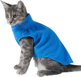 DroolingDog Cat Sweater Fleece Vest Lightweight Cat Clothes for Small Cats Only, Medium, Blue