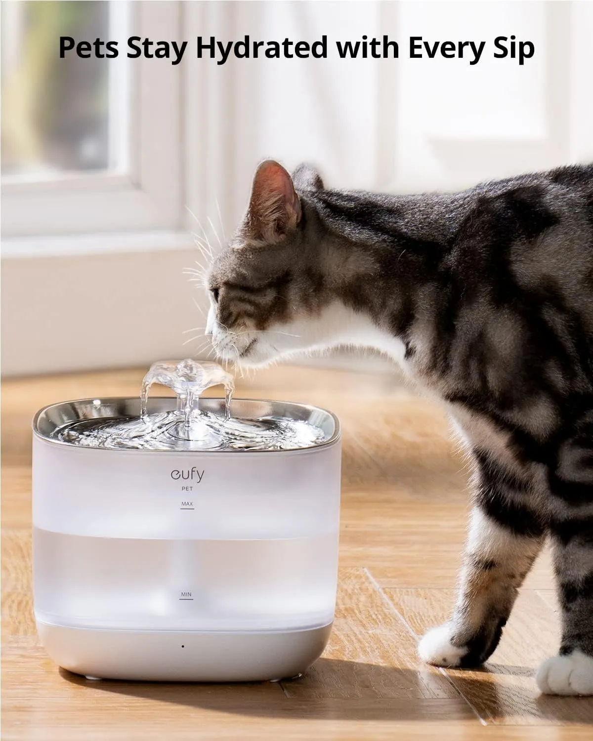 Eufy Pet Water Fountain Filter Pack, 4 Official Filters for Pet Water Fountain the Stainless Steel Automatic Water Dispensers for Dogs and Cats, Triple Filtration System