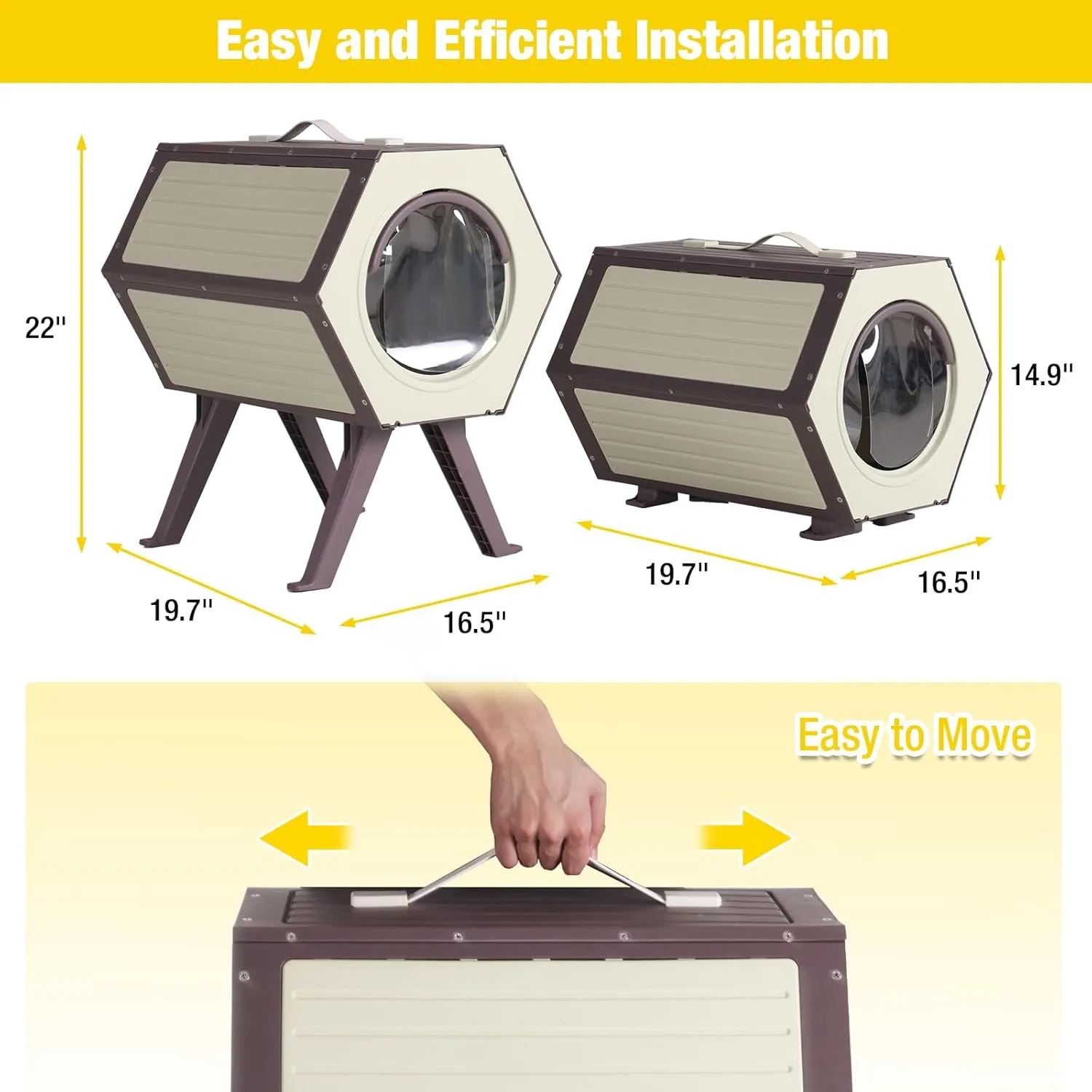 Heated Cat House for Outdoor Winter,Combined Cat Condo with Adjustable Temperature and Time Insulated Outdoor or Indoor Cat Shelter for Feral with Escape Door (White and Brown, 2 Sets)